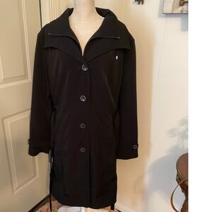 Vintage Gallery Woman Black Hooded Belted trench raincoat Size 2X